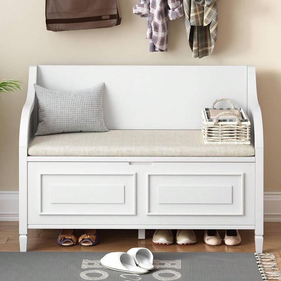 Storage Bench With Lift Top And Drawers Shoe Bench With Safety Hinge