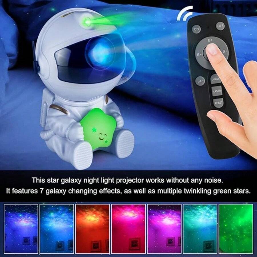 1 Piece Multi-Color Astronaut Galaxy Projector Lamp, Multi-Color Nebula Variable Projector, 4.92 Inch Star Lamp, 360° Rotating, Suitable For Bedroom, Living Room, Party, Birthday Gift, Halloween Christmas Gift, Fulfill Your Fantasy Of Starry Sky.