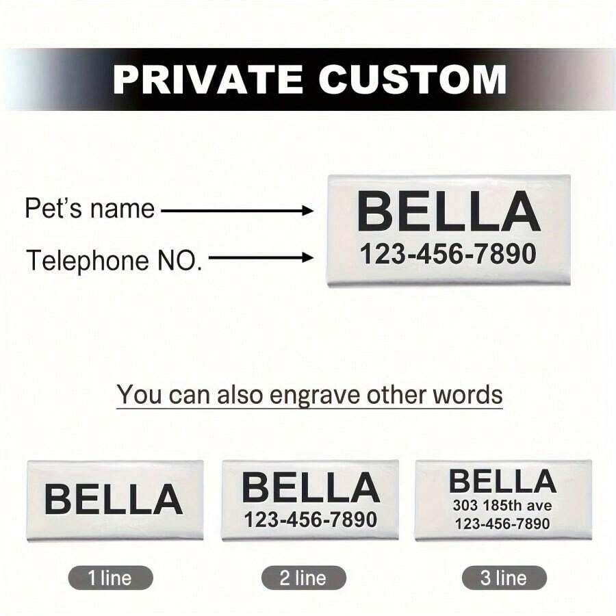Sliding Pet ID Tags, Customized Dog Name Plates, Engraved Dog Tags