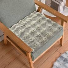 1件装柔软毛绒防滑坐垫，纯色蓬松仿毛皮方形椅垫，超柔软地毯地垫，易于清洁和收纳，多用途，适用于客厅、卧室、宿舍、办公椅、家用沙发、家居装饰地毯、卧室装饰地毯 - 白色 - 查看 5