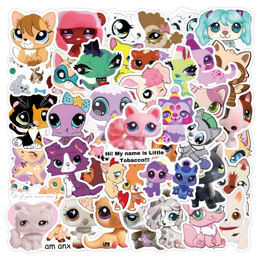 55Pcs Lps Littlest Pet Shop Stickers Stickers, Animals Stickers For Water Bottles Journaling Laptop Scrapbook Guitar Suitcase, Funny Vinyl Decals For Aldult Boys Girls Gift,Lps,Littlest Pet Shop,Stickers