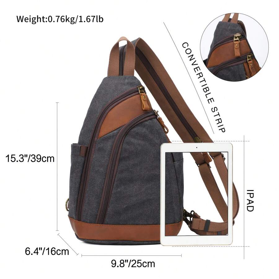 KL928 Canvas Sling Bag Small Crossbody Backpack Shoulder Casual