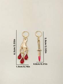 1 đôi Bông tai mặt dây chuyền thiết kế hình con dao màu hồng ngọc bất đối xứng theo phong cách kiến trúc Gothic cổ điển, thích hợp cho phụ nữ đeo tại các bữa tiệc cosplay, quà tặng trang sức - Vàng - Xem 5