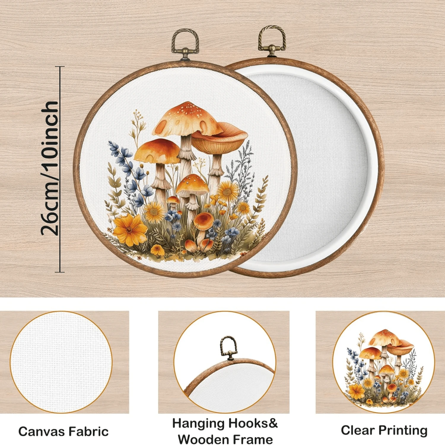 1 peça Vintage Mushroom Wall Decor Art Planta Rústica Moderna Têxtil