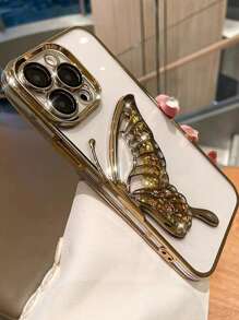 [MELODY SKY] Butterfly Design IPhone15 Phone Case For Women, Fashionable IPhone15promax Case, High-End IPhone15pro Protective Cover, Wireless Charging IPhone14promax Case With Elegant Feel, Full-Body Protection IPhone14pro Phone Case, Creative IPhone14 Case, IPhone16/16pro/16promax Cases For Men, IPhone17/17pro/17promax Cases - Champagne - View 2