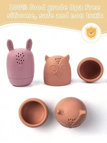 1 套 4 件装婴儿硅胶洗澡玩具套装，可挤压浴缸婴儿洗澡玩具 100% 趣味动物造型，适合婴儿幼儿淋浴水上玩具，泳池玩具礼物，适合孩子圣诞节生日 - 彩色 - 查看 4