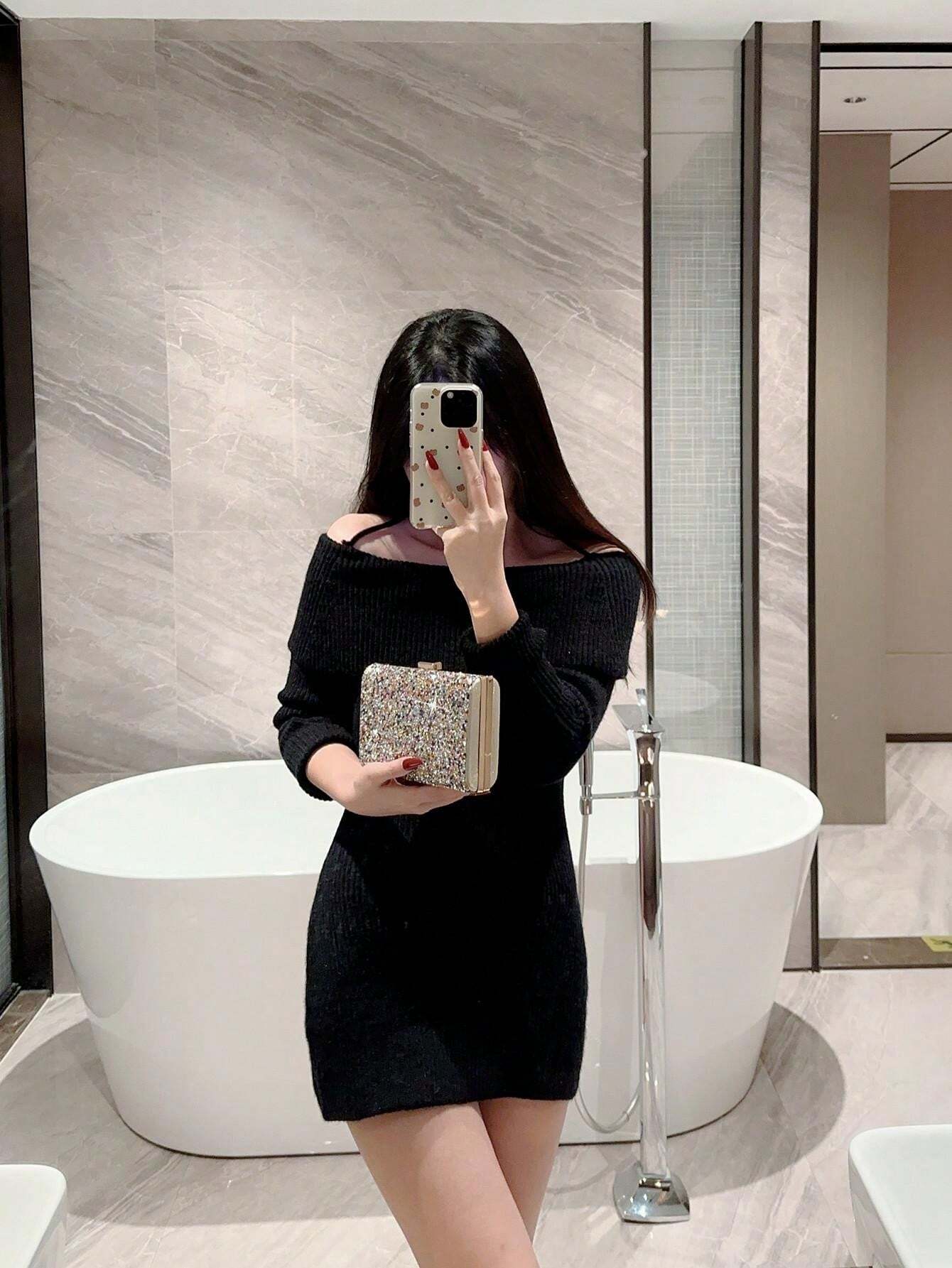 1pc Sparkling DiamondShaped Clutch Bag, Women Evening Party Handbag