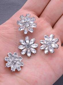5 Peças/Pacote Botões de Metal com Pétalas de Flor de Cristal Transparente Brilhante, para Camisa, Suéter, Terno, Vestido, Casaco de Pele, Jaqueta, Decoração Costurada à Mão, DIY para Sapatos, Chapéus, Caixas de Presente, Bolsas, Pingentes, Acessórios de Joalheria da Moda