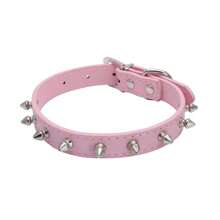 Adjustable Leather Pet Dog Collar Neck Strap Supplies PU Leather Punk Rivet Spiked Dog Collar Pet Collars For Small Dog Cat