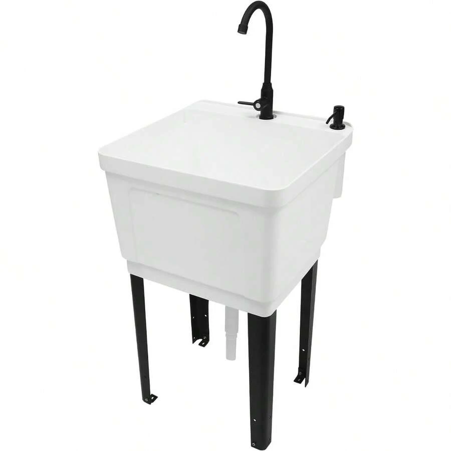 CNCEST Freestanding Space Saver Utility Sink 19.68 * 19 * 33.07in