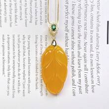 1Pc Natural Crystal Agate Leaf Pendant, Quartz Gem Necklace, Sweater Chain, Chakra Fashion Pendant, All Hand-Carved, Men's And Women's Fashion Pendant, Meaning Peace, Freedom, Wealth, Family Happiness, Suitable For Family Gifts, Christmas And Various Holiday Party Gifts, Crystal Gifts (Random Gifts: Lanyard, Gift Box) - Leaves - View 15