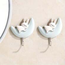 1对兔子挂钩自粘式浴室宿舍门上卫生间卡通月子免打孔墙壁挂式 - 彩色 - 查看 8