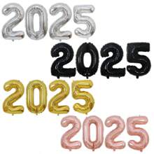 Zestaw 32-calowych balonów foliowych z cyframi 2025, dekoracje na imprezę noworoczną