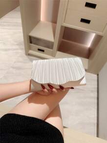 1 件经典褶皱缎面设计正式晚礼服派对手拿包，优雅适合舞会、婚礼、舞会舞蹈信封链包，时尚派对包，非常适合派对、婚礼、舞会、晚宴/宴会、必备婚礼物品，完美搭配毕业礼服、舞会礼服