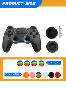 4 件装硅胶操纵杆拇指握把适用于 PS3/One/360 游戏控制器 - 黑紅色 - 查看 5