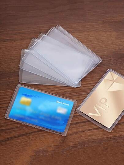 2/10pcs透明塑料卡夹-防水保护套，适用于医保卡、身份证和银行卡、校园卡、公交卡、轻轨卡、工作卡，防水防污，易于识别卡夹卡片信息
