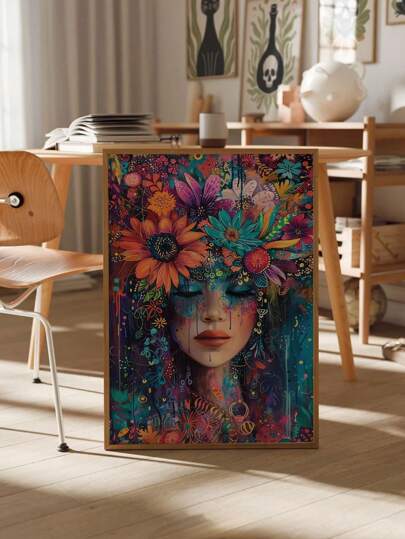 1PC Abstract Figure Art Floral Canvas Poster, Graffiti Art Wall, Unframed