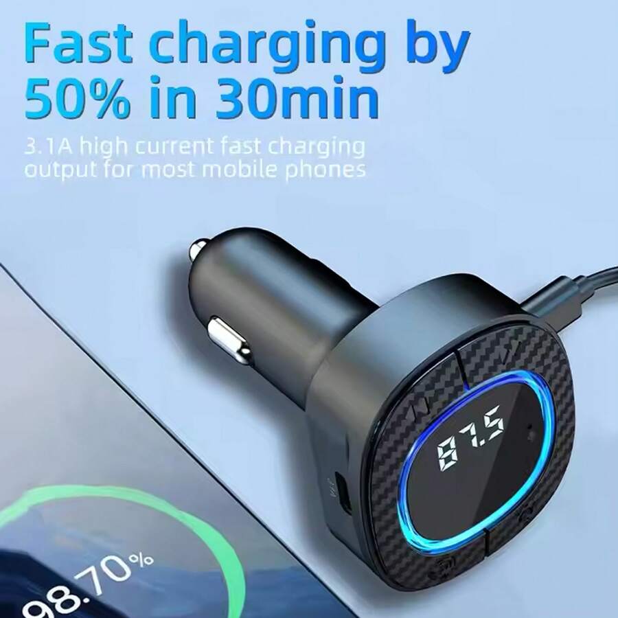 Transmitter Bluetooth Car 3.1A USB Port+TypeC Charge Handsfree Call