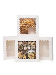 2pcs/5pcs/10pcs Window Bread Box, Cake, Pastry, Chocolate, Cookie, Pie, Birthday Party, Wedding, Easter, Snack Packaging Box