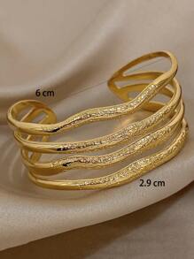 1 pieza Brazalete vintage grueso, adecuado para mujeres y adolescentes, apilable, accesorio diario y de fiesta, regalo de Navidad - Amarillo Oro - Ver 3