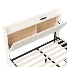 Polsterbett 140x200/160x200cm mit 3 Schubladen, Jugendbett Doppelbett, Stauraumbett Massivholzbett mit Lattenrost, Samt, Beige