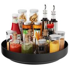 Metal Lazy Susan Turntable   33cm (13 Inch) Cupboard Organiser Rotating Spice Rack For Kitchen Refrigerator Pantry Cabinet - 黑色 - 查看 1
