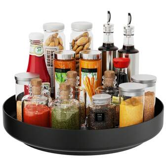 Metal Lazy Susan Turntable   33cm (13 Inch) Cupboard Organiser Rotating Spice Rack For Kitchen Refrigerator Pantry Cabinet
