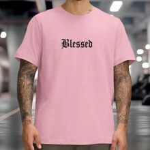 Blessed Classic Basic T-Shirt Casual Blessed Shirt Minimalist Oversized 100% Cotton - Màu Hồng baby - Xem 1