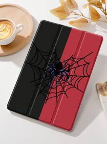 1pc Spider & Spider Web Pattern Flat Tablet Protective Case, Anti-Drop, Pencil Slot, Sleep/Wake Up Support, Compatible With Samsung, And IPad - Multicolor - View 1