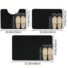 1 pieza/3 piezas Alfombra de baño de piedra negra con relieve, esponjosa, de alta elasticidad y absorbente, antideslizante. Juego de 1 pieza o 3 piezas. Alfombra decorativa para el baño, alfombra de baño, alfombra de piso, alfombra exterior, felpudo de entrada, decoración de otoño, accesorios de baño, decoración de entrada