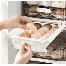 4 件装冰箱抽屉整理器 冰箱抽屉用于搁板 - 可调节厨房整理器 带拉出式储物架盒 - 滑动隔断冰箱悬挂整理器 - 彩色 - 查看 5