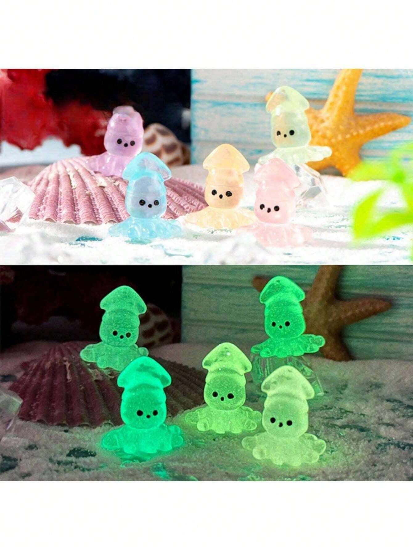 10/30pcs Luminous Mini Resin Colorful Fish Statues, Aquarium/Terrarium
