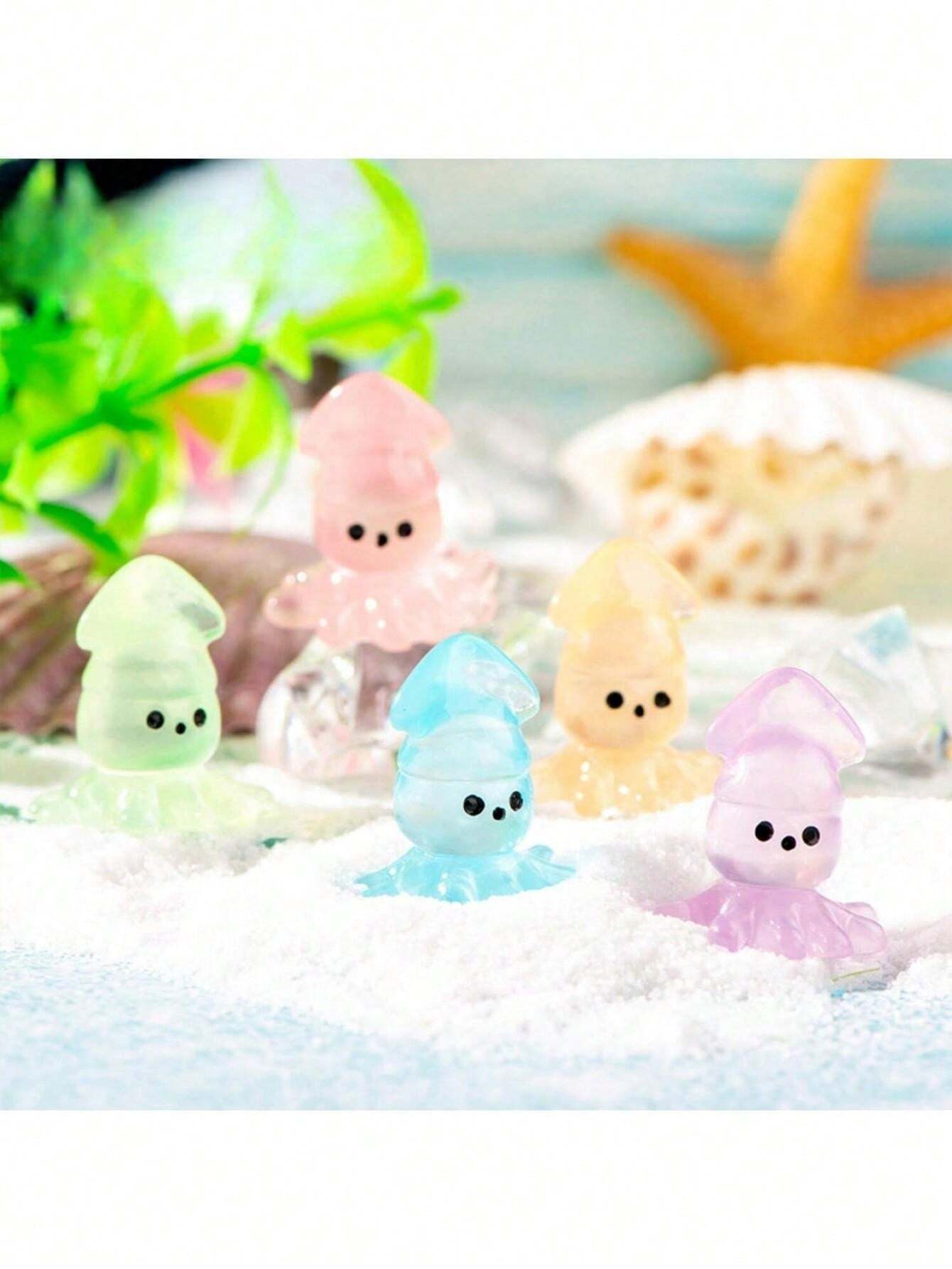 10/30pcs Luminous Mini Resin Colorful Fish Statues, Aquarium/Terrarium