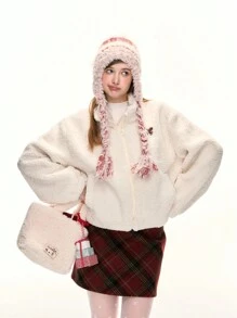 1pc Braided Colorful Tassel Beanie, Knitted Mixed Color Women Outdoor Travel Photography Props, Spring