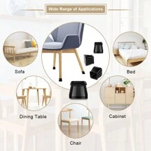 8/16/24 Stück quadratische Stuhlbeinschoner premium grauer Filz, schwarz, langanhaltend und verstärkt für verbesserten Schutz von Hartholzböden, Geräuschreduzierung, keine Kratzer