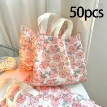 10/50个郁金香图案派对礼品袋，新款服装店手提袋，用于礼品包装和购物，塑料服装袋，购物袋，派对袋，婚礼生日派对礼品袋，工艺手提袋，情人节派对礼物 - 彩色 - 查看 16