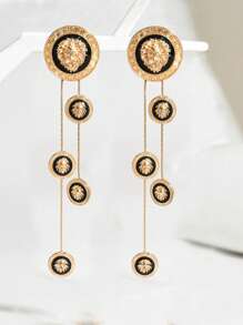 1 par de pendientes con cabeza de león y flecos, nueva llegada para otoño/invierno - Amarillo Oro - Ver 3