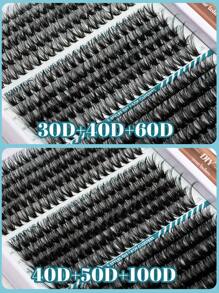 320 件 D 卷曲单根簇状睫毛 DIY 睫毛延长纤细超薄带宽茎柔软蓬松睫毛延长 11-20 毫米假睫毛单根自然睫毛 - 黑色 - 查看 3