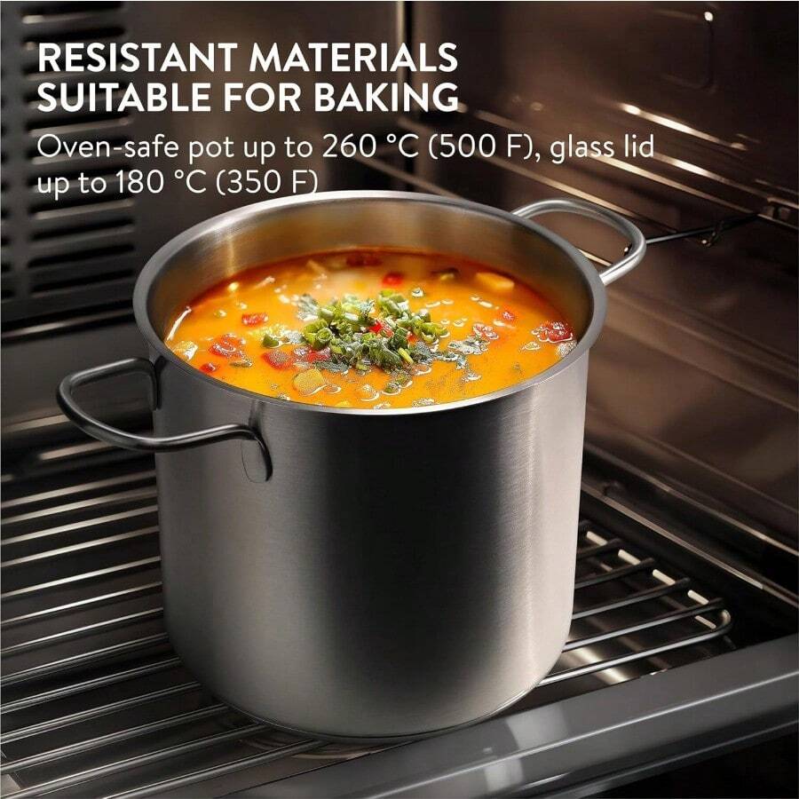 Navaris Stainless Steel Pasta Pot, 5.7 L (6.1 Qt) Versatile Pot For