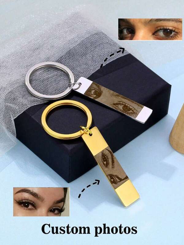 1 Stück personalisiertes Augen-Foto Armband aus Edelstahl mit Laser-Gravur von Foto, Name, Datum, Schmuckgeschenk für Männer, Frauen, Thanksgiving, Weihnachten, Silber, Gold, stylisch, bunt, vintage, einfach, unisex, Lässig, süß, individuell, personalisiert, einzigartig, ideales Geschenk für ihn, ideales Geschenk für sie, Freundin, Freund, Vater, Mutter, Familie, Freunde, für Jahrestage, für Geburtstage, für Abschluss, für Prom, für Partys, Edelstahl-Schmuck