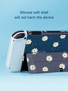 Funda con estampado de flores compatible con Switch, compatible con Switch OLED/Switch NS/New Switch2 (2025), se puede instalar en la base sin tener que quitar la funda protectora