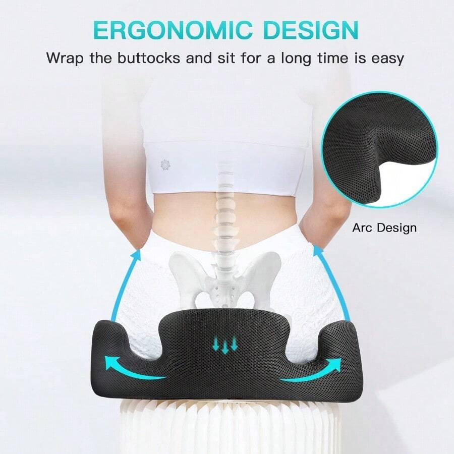Memory Seat Cushion For Office Chairs To Relieve Sciatica And Back Pain