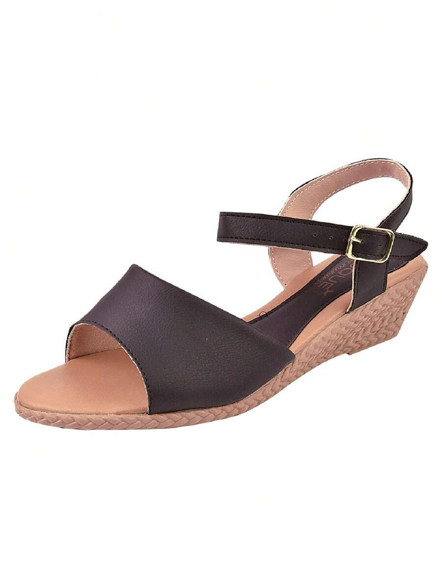 Women's Casual Low Heel Wedge Sandal - 黑色 - 查看 1