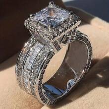 Nhẫn đính hôn Halo mạ bạc thanh lịch, đính đá Cubic Zirconia sang trọng - Quà tặng đính hôn hoặc ngày lễ tình nhân bằng đá quý thanh lịch cho người sinh tháng 4 - Bạc - Xem 10