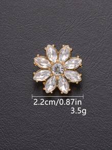 5 Peças/Pacote Botões de Metal com Pétalas de Flor de Cristal Transparente Brilhante, para Camisa, Suéter, Terno, Vestido, Casaco de Pele, Jaqueta, Decoração Costurada à Mão, DIY para Sapatos, Chapéus, Caixas de Presente, Bolsas, Pingentes, Acessórios de Joalheria da Moda