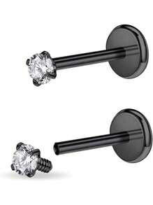 AVYRING 16g Bijou de piercing en acier inoxydable avec filetage interne et strass pour tragus/nez/hélix/conque/méduse/lèvre/labret - boucle d'oreille pour hélix, tragus, cartilage pour femmes et hommes 2-4 pièces