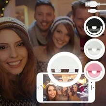 Luce ad anello LED ricaricabile USB, illuminazione supplementare per fotografia notturna, miglioramento del selfie in ambienti bui, adatta per fotografia con smartphone e trucco