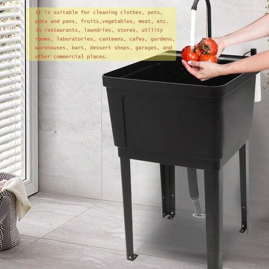 CNCEST LOYALHEARTDYBTG Black Space Saver Utility Sink, Space Saver