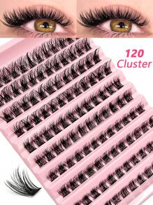 120片DIY假睫毛簇，D卷浓密自然混合长度分段式睫毛，蓬松轻盈，适合初学者日常妆容 - D - 查看 1