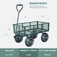 800 Lbs Heavy Duty Garden Cart, Utility Steel Carts With 180°Rotating Long Handle, Removable Mesh Sides And Wheels For Garden, Farm, Yard, Lawn